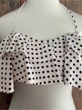 White Polka Dot Ruffle Bikini Top (16/18)